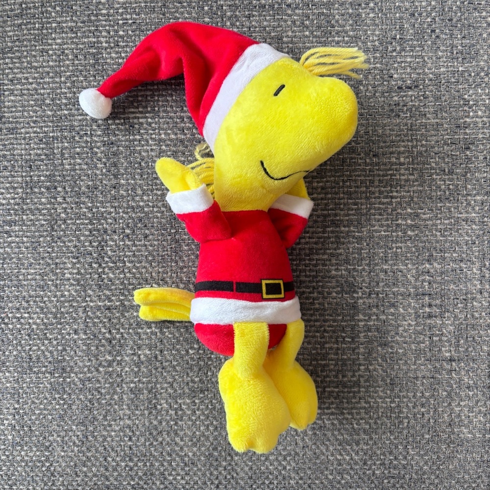 🎄 Peanuts Woodstock Santa Dog Toy Plush 9” w/ Squeaker | Fetch for Pets 🐶